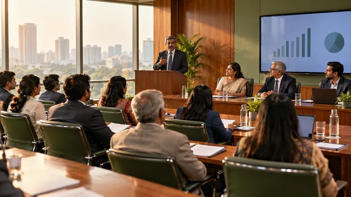 Company members attend an annual meeting