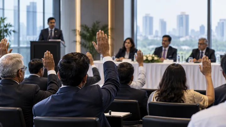 Company members attend an annual meeting