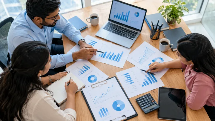 Business charts and performance reports
