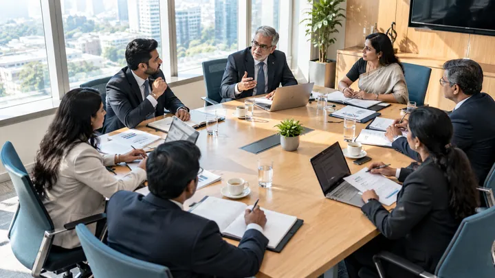 Corporate boardroom meeting