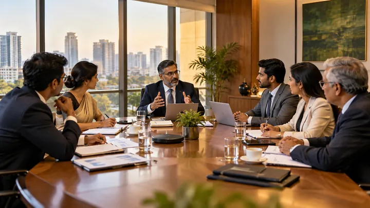 Corporate boardroom meeting