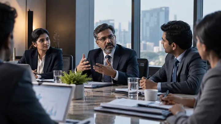 Corporate boardroom meeting