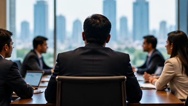 Corporate boardroom meeting