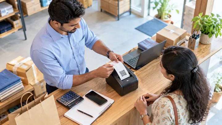 Digital tax invoice and QR coded receipt printer