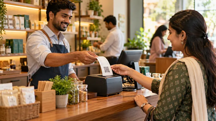 Digital tax invoice and QR coded receipt printer