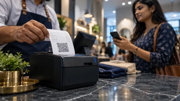 Digital tax invoice and QR coded receipt printer