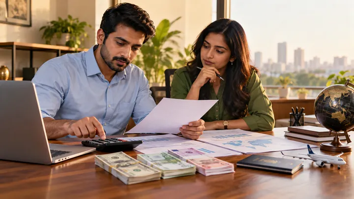 Currency, calculator and forex paperwork