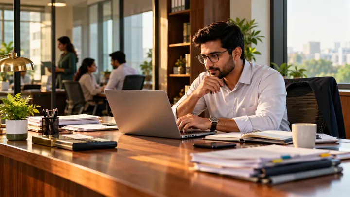 GST consultant working on a laptop