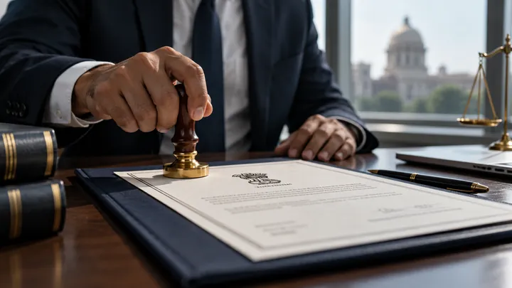 Incorporation certificate with official emblem