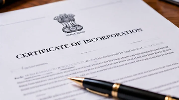 Incorporation certificate with official emblem