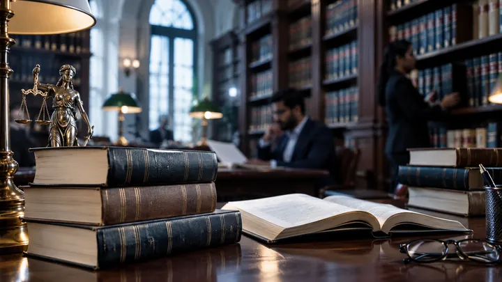 Legal reference books in research library