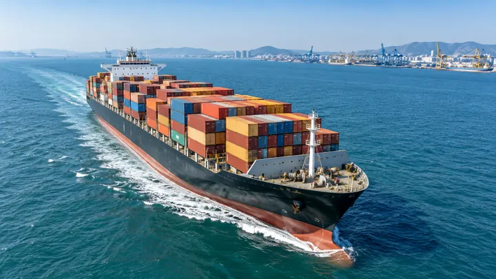 Container cargo ship at sea