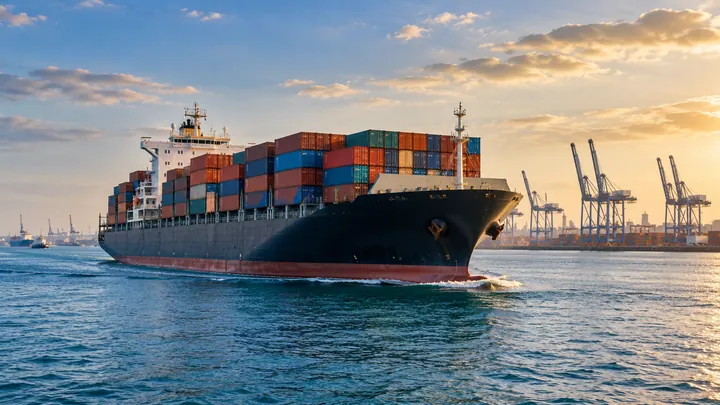 Container cargo ship at sea