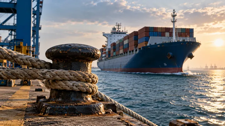Container cargo ship at sea