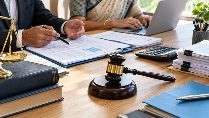 Tax legal papers and a judge gavel