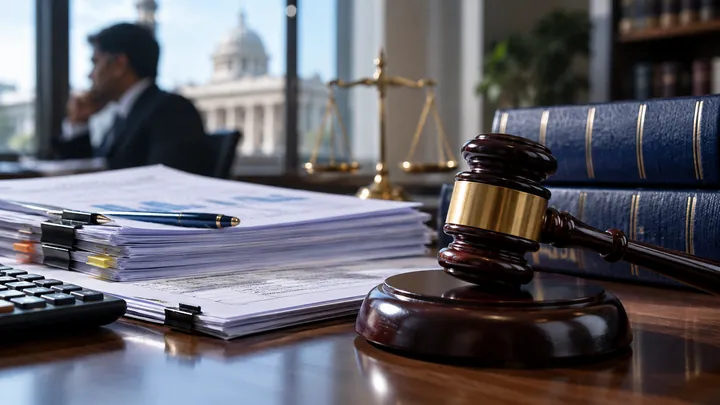 Tax legal papers and a judge gavel
