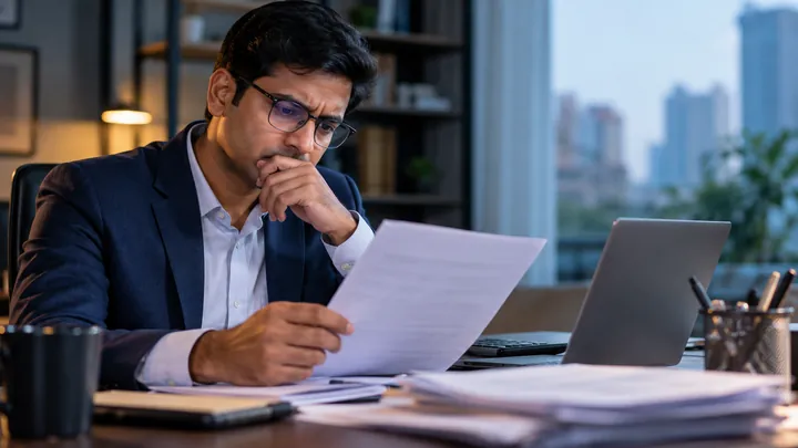 Professional reviews a tax notice
