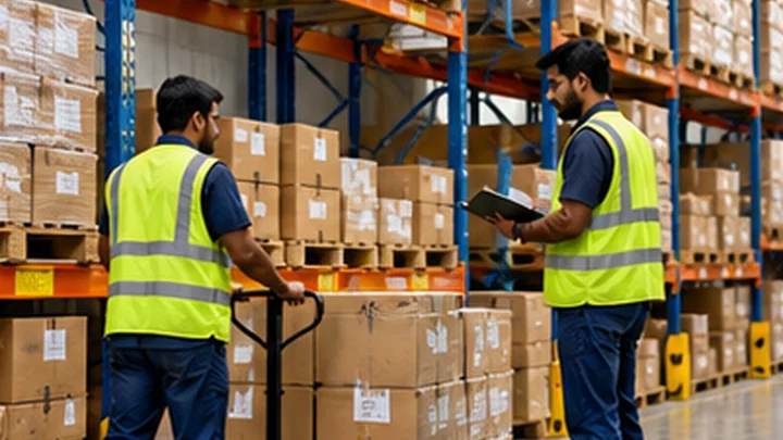 Warehouse workforce moves packages