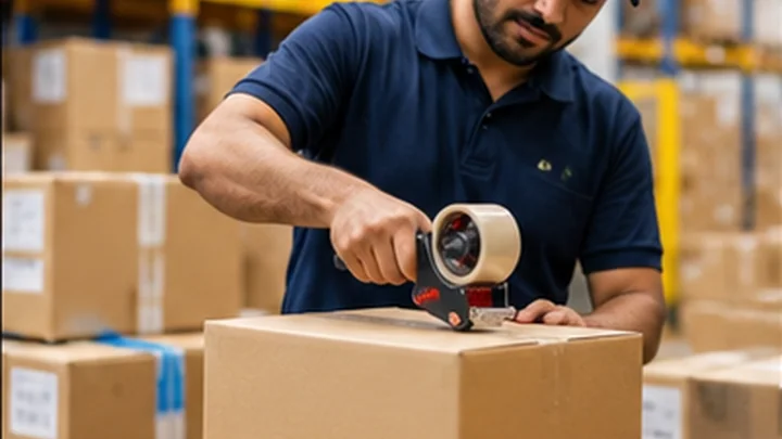 Parcel packing and stock movement at warehouse